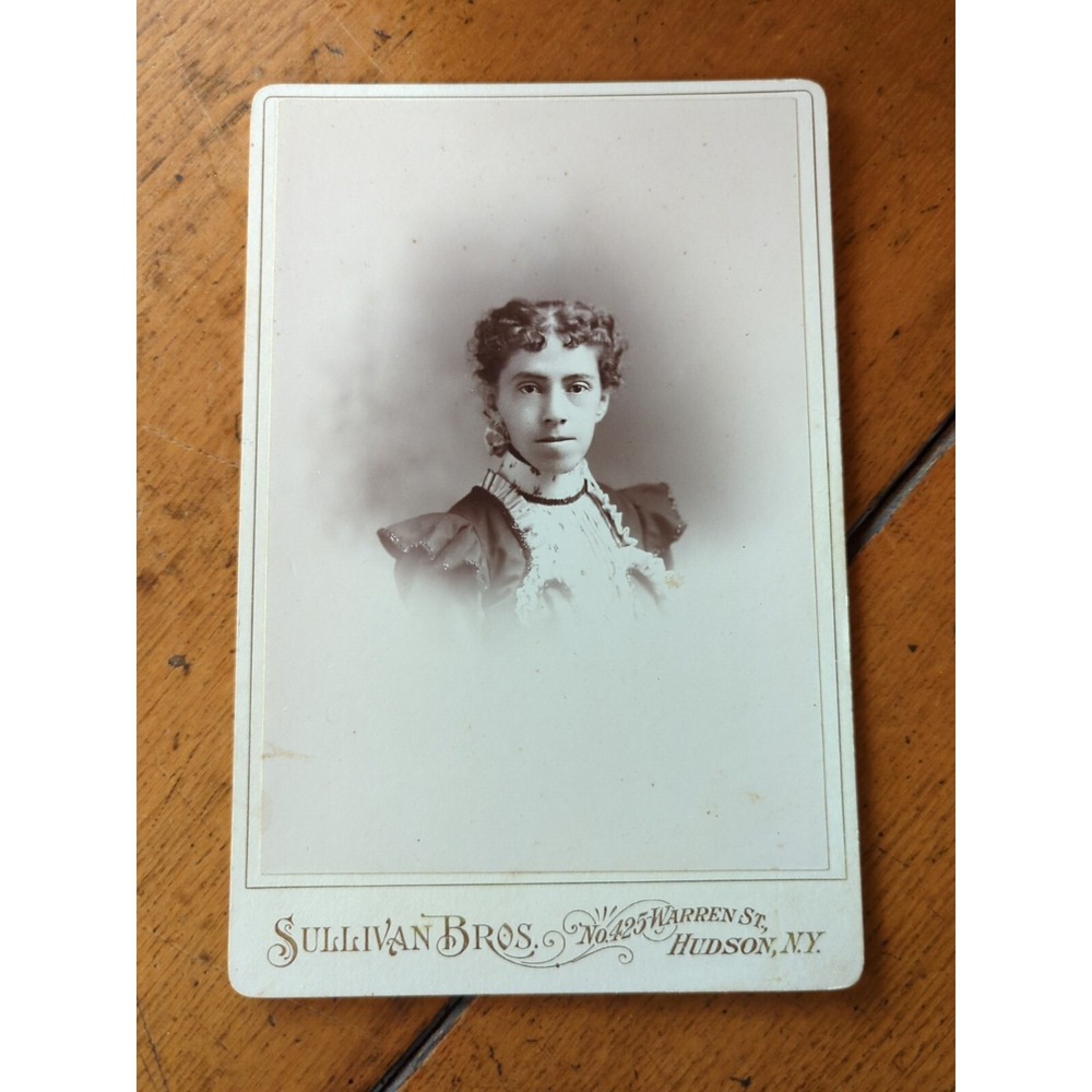 Antique Cabinet Card Victorian Woman Portrait Photo Hudson NY Sullivan Bros